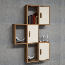 Hanah Home Flora Estantería de Pared Nogal y Crema